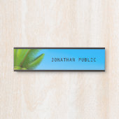 Palm Leaves Blue Sky Modern Natuur Sjabloon Deurbordje (Voorkant)