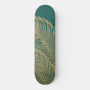 Palm Leaves Finesse Line Art met Gold Foil #4 Skateboard