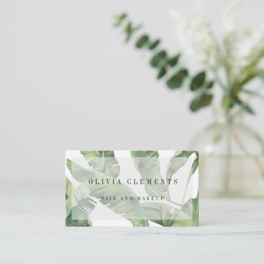 Palm Leaves Greenery Modern Visitekaartje (Staand voorkant)