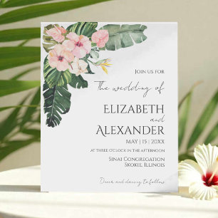 Palm Leaves Hibiscus Tropisch groen Bruiloft