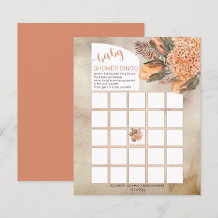 Palm Leaves Hydrangeas Girl Baby shower Bingo Kaar