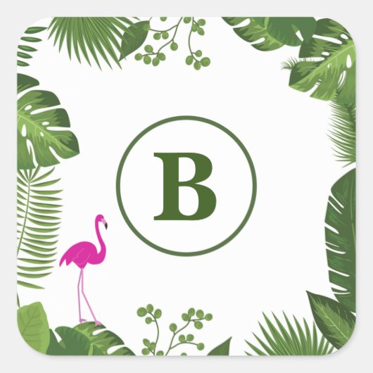 Palm Leaves Monogrammed Sticker (Voorkant)