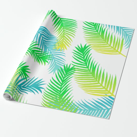 Palm Leaves Patroon Wrapping Papier – Tropische Gi (Uitgerold)