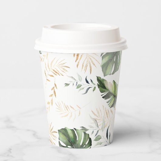 Palm Leaves Safari Giraffe Oerwoud Baby shower Papieren Bekers (Achterkant)