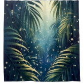 Palm leaves sparkled by moonshine and fireflies douchegordijn (Voorkant)
