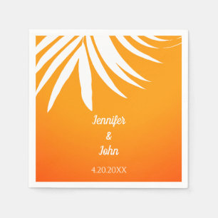 Palm Leaves Sunset Sinaasappel Cool Tropical Weddi Servet