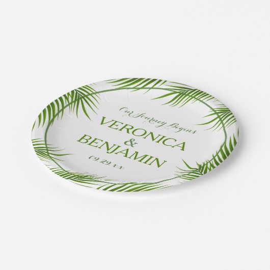Palm Leaves Tropical Beach Wedding Papieren Bordje (Gekanteld)