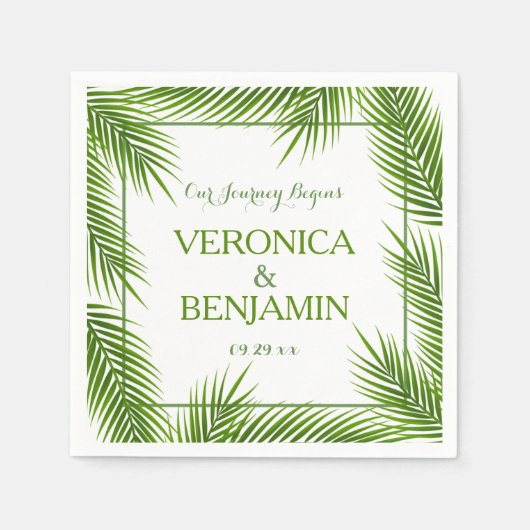 Palm Leaves Tropical Beach Wedding Servet (Voorkant)