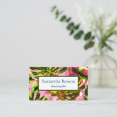 Palm Leaves Tropical Island Green & White Square B Visitekaartje (Staand voorkant)