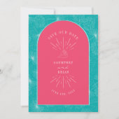 Palm Leaves Tropical Seashell Roze Blauw Save The Date (Voorkant)