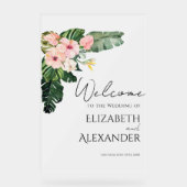 Palm Leaves Tropical Wedding Welkom Acryl Teken Acryl Bord (Voorkant)