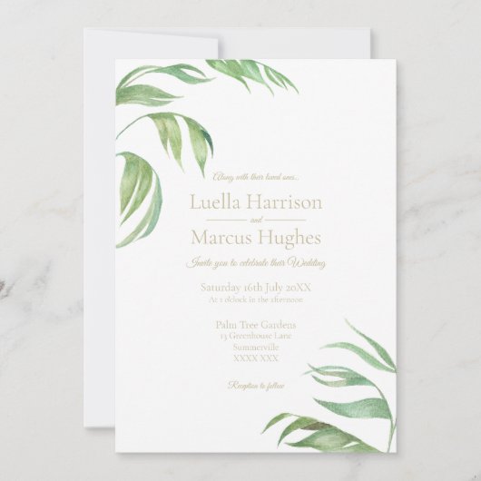 Palm Leaves Wedding Invitation (Devant)
