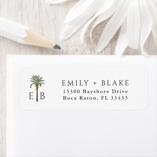 Palm Logo Tropical Monogram Personalized Etiket (Insitu)