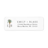Palm Logo Tropical Monogram Personalized Etiket (Voorkant)