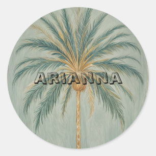Palm Majesty: Eenpersoons palmboom ontwerp Ronde Sticker
