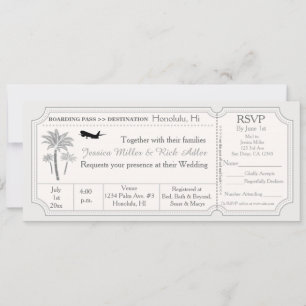 Palm Mariage Destination Ticket Invitation RSVP