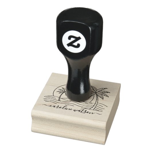 Palm met zon Ex libris Rubber Stamp Rubberstempel (Stempel)