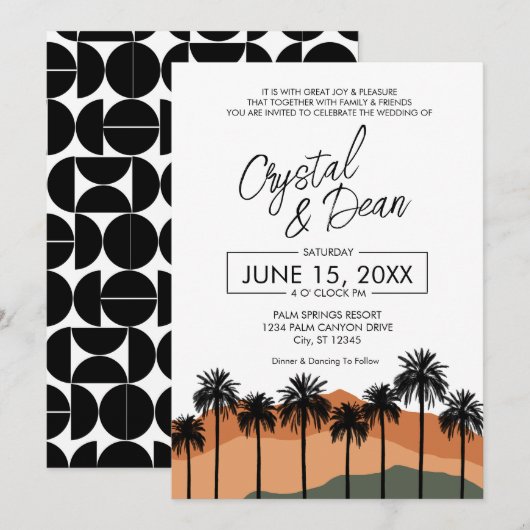 Palm Modern Wedding Invitation (nuetral) (Devant / Derrière)
