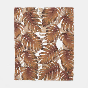 Palm Monstera naadloos patroon. Oranje witte Tropi Fleece Deken