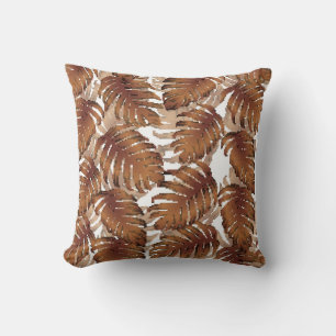 Palm Monstera naadloos patroon. Oranje witte Tropi Kussen