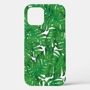 Palm Monstera Naadloos Patroon. Wit Groen Tropisch iPhone 12 Hoesje