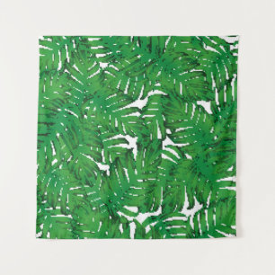 Palm Monstera Naadloos Patroon. Wit Groen Tropisch Wandkleed