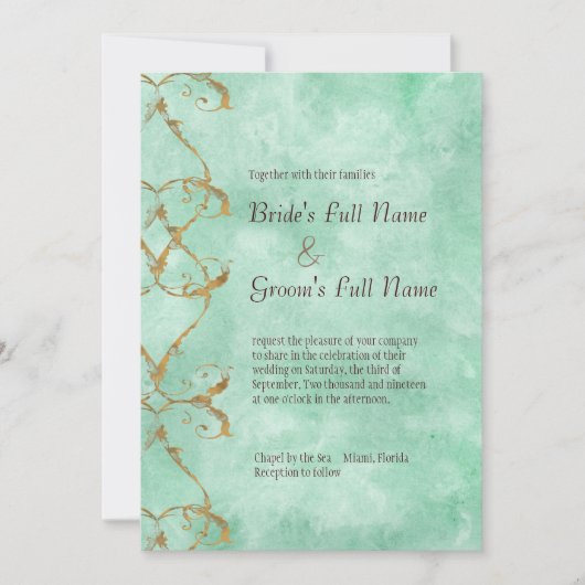 Palm Paradise - Aqua bruiloft uitnodiging (Voorkant)