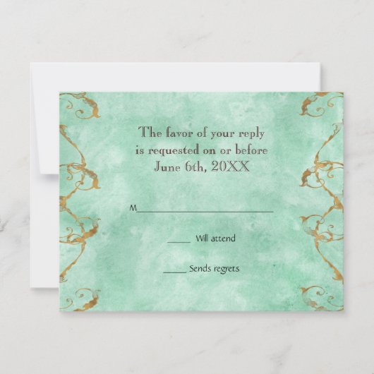 Palm Paradise - Cartes de réponse RSVP Vert Bleu (Devant)