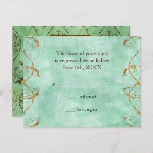 Palm Paradise - Cartes de réponse RSVP Vert Bleu (Devant / Derrière)