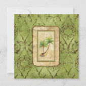 Palm Paradise - Faire-part de mariage verte (Dos)