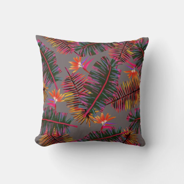 Palm Paradise Grey Kussen (Voorkant)