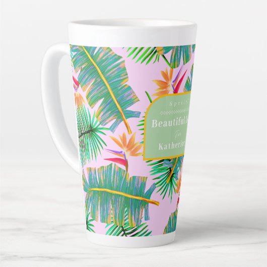 Palm Paradise Pink Latte Mok (Linkerhoek)