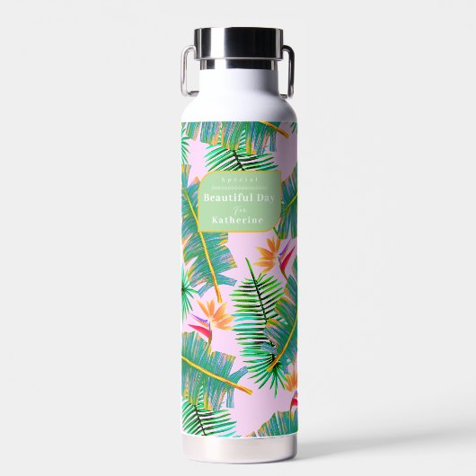 Palm Paradise Pink Waterfles (Voorkant)