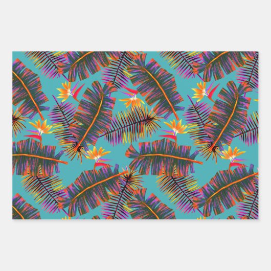 Palm Paradise Teal Inpakpapier Vel (Voorkant 2)