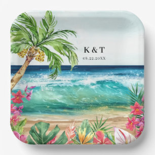 Palm Paradise Tropical Beach Wedding, Shower, Luau Papieren Bordje