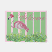Palm Pink Flamingo Flamingos Doormat Deurmat (Voorkant)