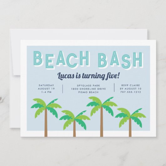 Palm Pop | Plage Anniversaire Fête Invitation (Devant)