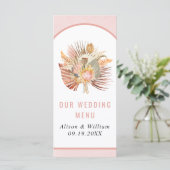 Palm séché pampas herbe doux rose mariage menu (Debout devant)