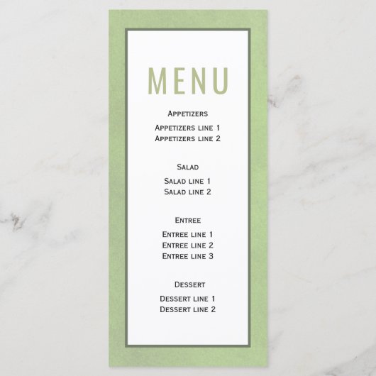 Palm séché pampas herbe sauge vert mariage menu (Dos)