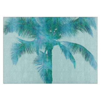 Palm Silhouette Blue Waterverf Background Texture Snijplank