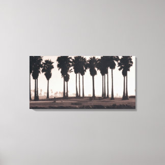 Palm Silhouetten bij het Water | Panoramafoto Ca Canvas Afdruk