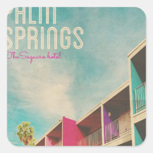 Palm Spring Hotel Vierkante Sticker