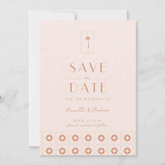Palm spring retro bruiloft Save The Date Kaart (Voorkant)