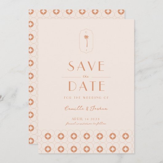 Palm spring retro bruiloft Save The Date Kaart (Voorkant / Achterkant)