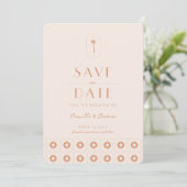 Palm spring retro bruiloft Save The Date Kaart (Staand voorkant)