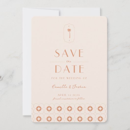 Palm spring retro bruiloft Save The Date Kaart (Voorkant)