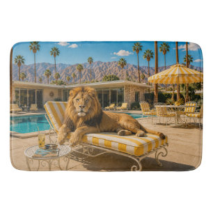 Palm Springs 1950 Poolside Leeuw Loungeren Badmat