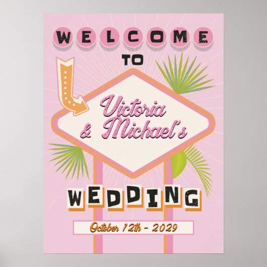 Palm Springs Beach Wedding Mod Affiche de bienvenu (Devant)