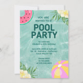 Palm Springs Blue Adult Pool Party Invitation (Devant)