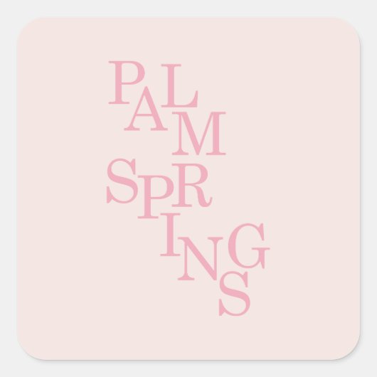 Palm Springs Blush Pink Vierkante Sticker (Voorkant)